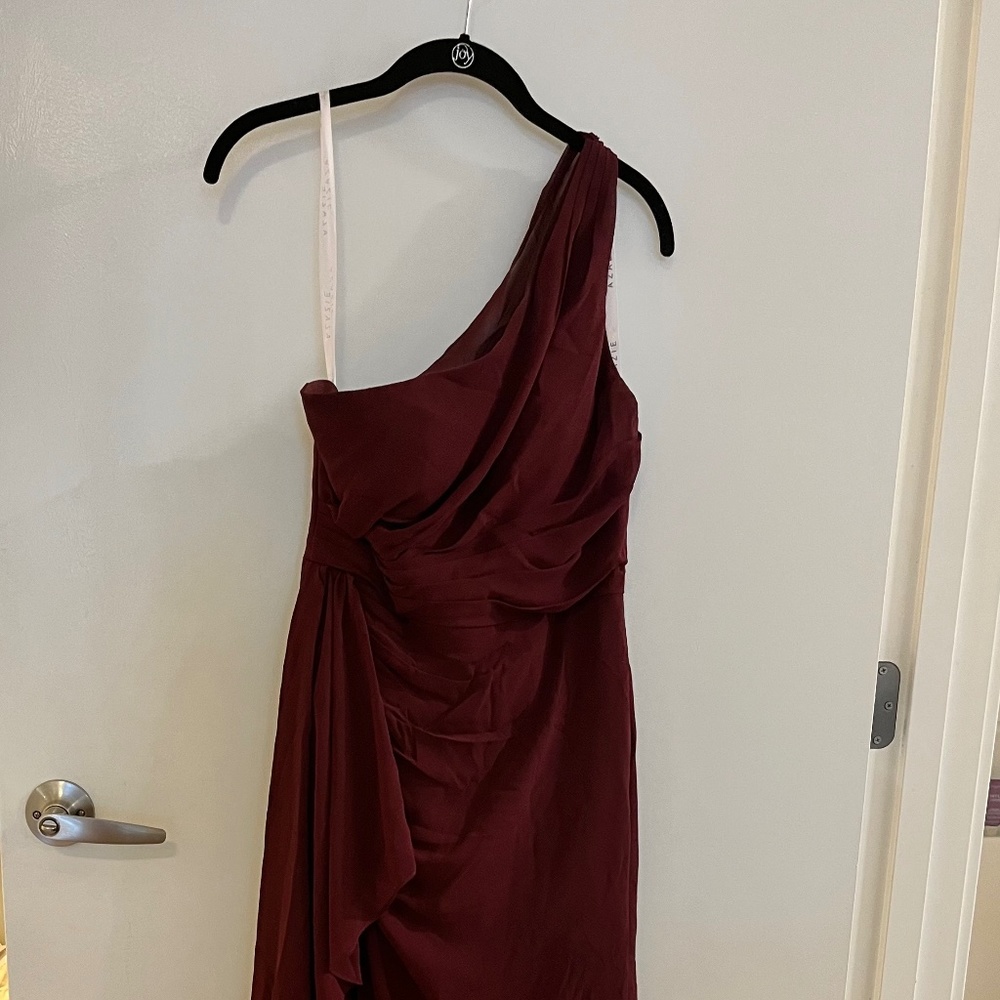 Azazie One-Shoulder Burgundy Bridesmaid Dress